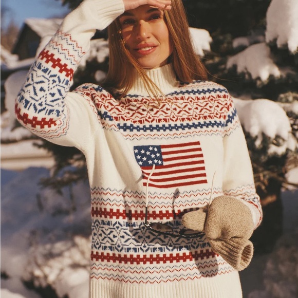 Tuckernuck Sweaters - American Flag Christie Turtleneck Sweater